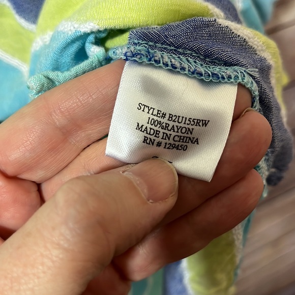 ⭐️ Fred David Blue Green Rayon Blouse Size 3X B1 - Picture 4 of 6
